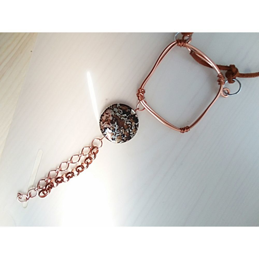 Brown Suede and Copper Wire, Chain w/ Accent Bead - Picture 8 of 8